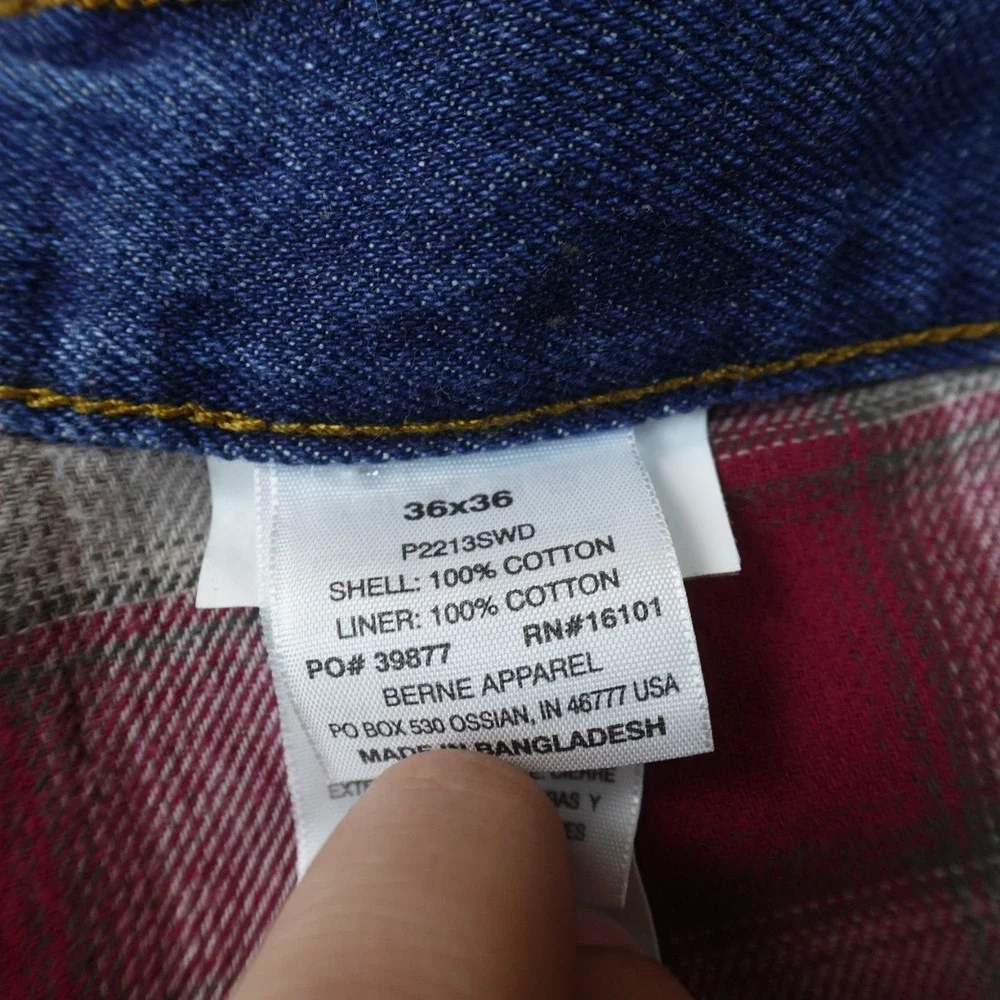 NEW Berne Jeans Mens 36X36 Blue Denim Pants Flannel Lined Carpenter Cargo Work